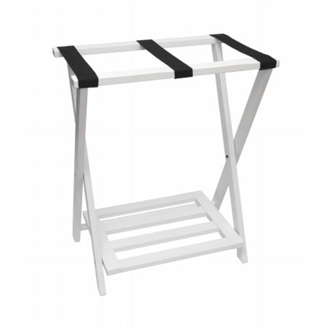 Lipper International Right Height Luggage Rack with Shoe Rack - White ...