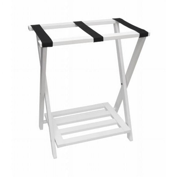 Lipper International Right Height Luggage Rack with Shoe Rack - White finish