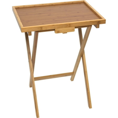 Lipper International Bamboo Lipped Folding Portable TV Tray Snack Table (2 Pack)