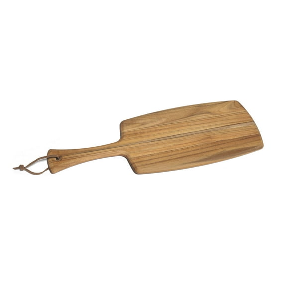 Lipper International Teak 16-inch Paddleboard with Leather Tie, Beveled Edges