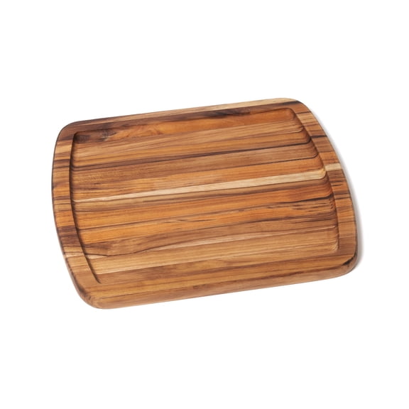 Lipper International Teak Edge Grain Wooden Serving Platter Cutting Board, Brown