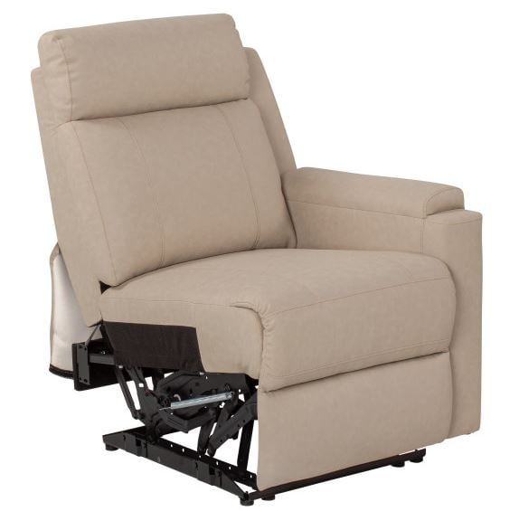Beige Luxe Leather Manual Recliner Armchair