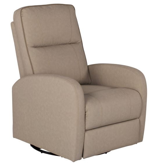Beige Leather Swivel Pushback Recliner Armchair