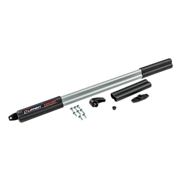 Lippert Components 2021000090 Screen Door Push Bar; Single Bar Style; Adjustable From 26 Inch To 30 Inch Width Doors; Black/ Silver