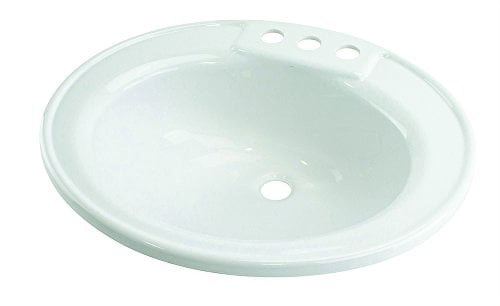 White Acrylic Oval Drop-In Bathroom Sink with 3-Hole Mount