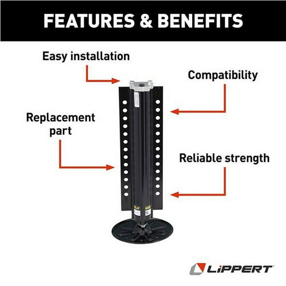 Lippert 433458 8K Al Jack With 900 Footpad  Blk