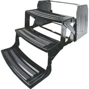Lippert Black, 24, Steel RV Steps, 3-Step Manual Design, Anti-Slip Skid Tape