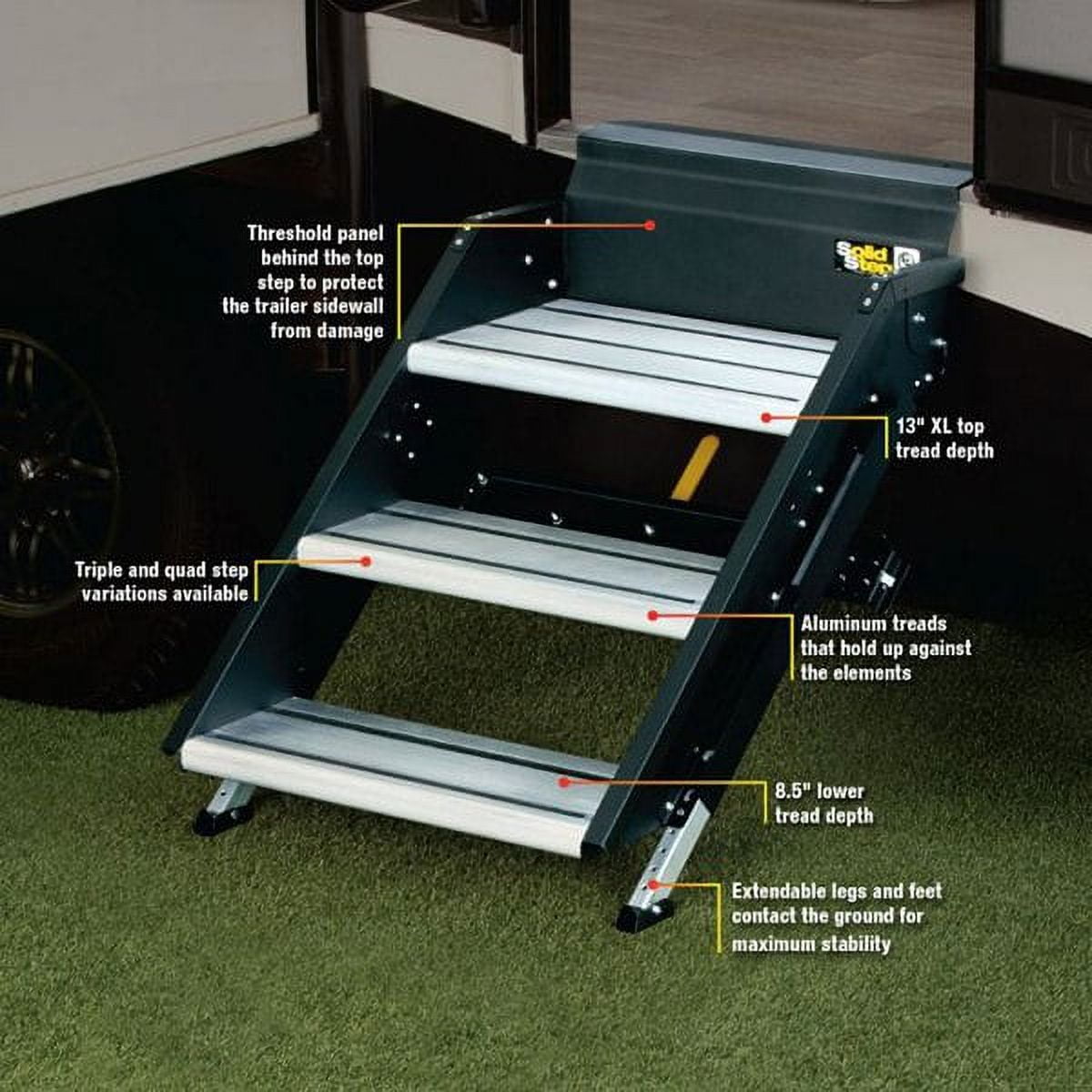 "Lippert Components SolidStep Premium 30""W Steel, Black Aluminum ...