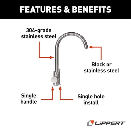 Lippert Flow Max Stainless Steel RV Kitchen Faucet