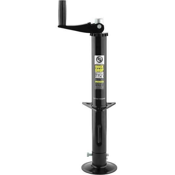 Lippert Quick Drop Tongue Jack for A-Frame Travel, Cargo, and Utility Trailers or 5th Wheel RVs, Black