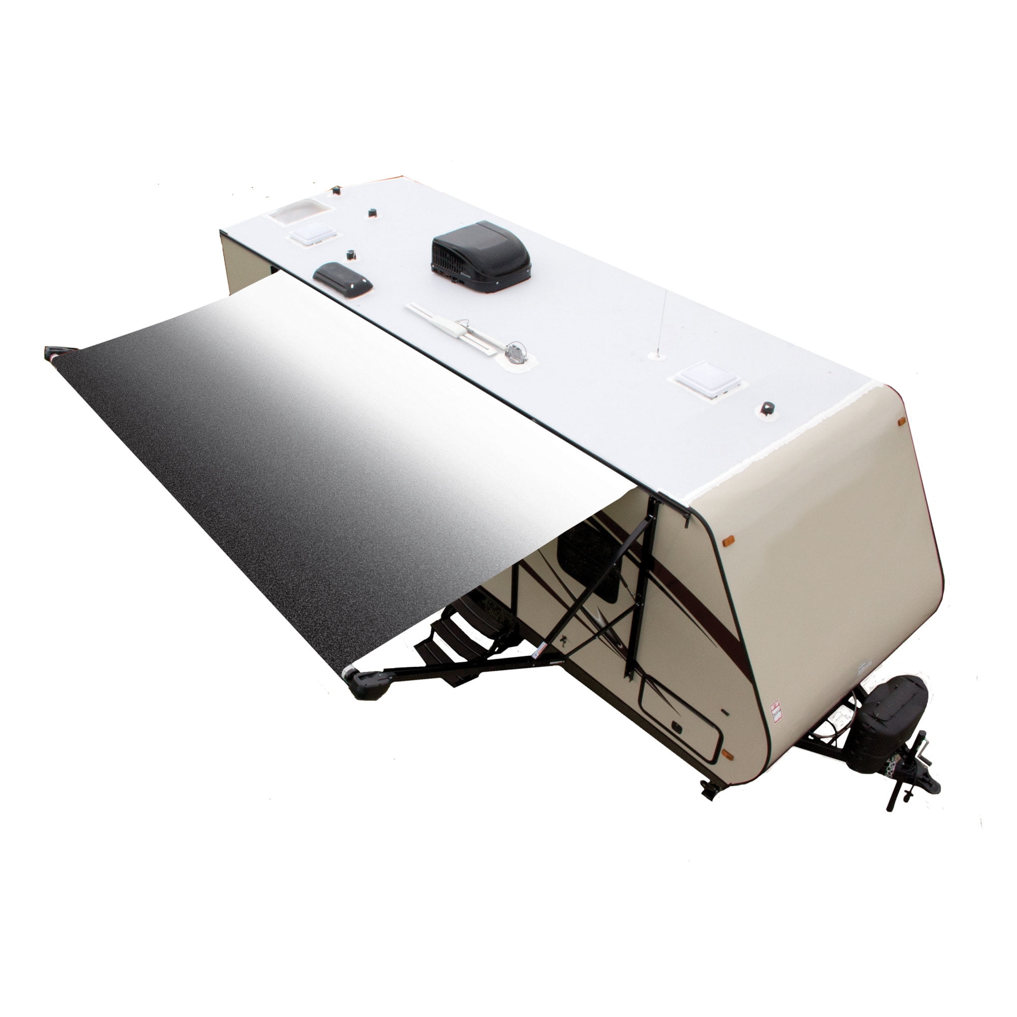 Lippert V000254845 Solera Manual Roller Awning Assembly with White Weatherguard, Black Fade - 21' x 8'