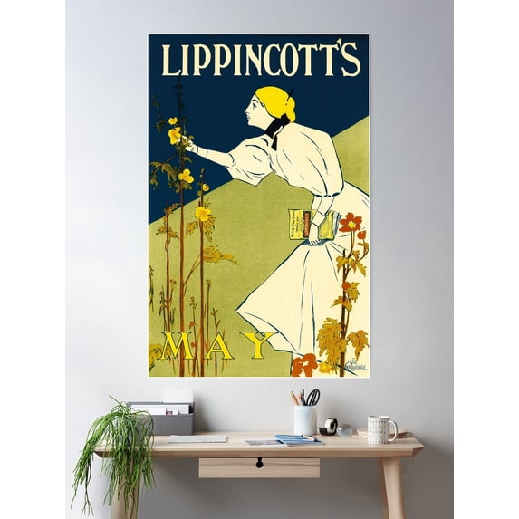 Lippincott'S May American Magazine Cover Art By William Carqueville 1895 Poster Wall Art, Modern Wall Decor For Living Room Bedroom, 24x36 UNFRAMED