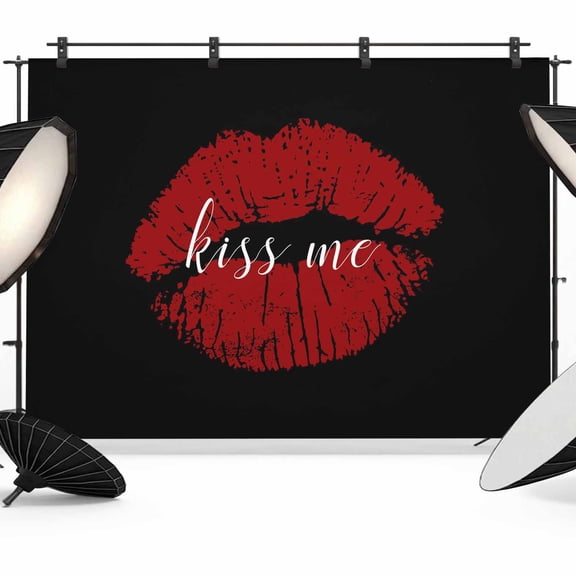 Lipprint Texture Photography Backdrop 7x5FT, Love Letter Black Retro Photo Backdrops, Background for Photography Studio Photo Studio Background, Back Drop for Photoshoot