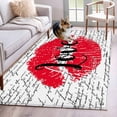 thumbnail image 1 of Lipprint Texture Washable Area Rugs 4'x6', Love Letter Texture Retro Low Pile Throw Living Room Rug Non-Slip Sturdy Edge Binding Carpet for Indoor Entryway Bedside Kitchen, 1 of 9