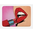 thumbnail image 1 of Lips Bath Mat, Retro Comic Pop Art Girl Applying Red Lipstick Makeup Concept Halftone Background, Plush Bathroom Decor Mat with Non Slip Backing, 29.5" X 17.5", Multicolor, by Ambesonne, 1 of 2