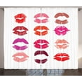 thumbnail image 1 of Lips Curtains 2 Panels Set, Assortment of Colorful Qualitative Trace of Lipstick Imprints Romantic Kisses Concept, Window Drapes for Living Room Bedroom, 108"W X 96"L,Multicolor, by Ambesonne, 1 of 3