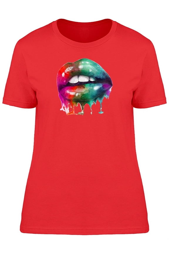 Lips Dripping Paint T-Shirt Women -Image by Shutterstock, Female Large