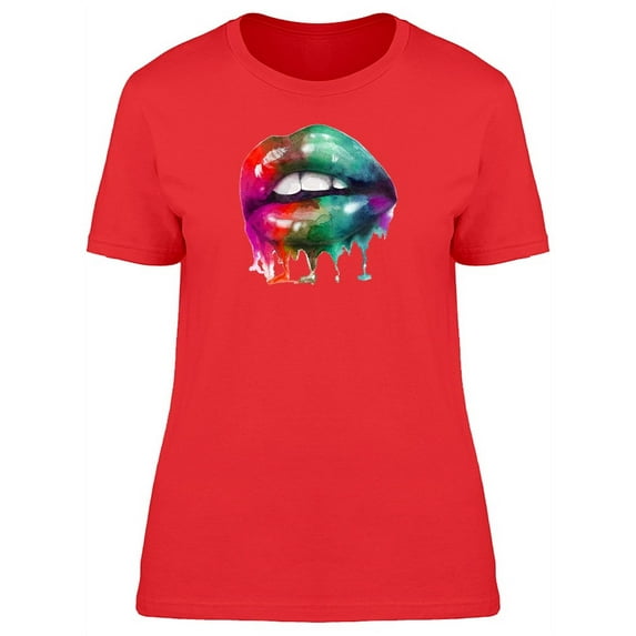 Lips Dripping Paint T-Shirt Women -Image by Shutterstock, Female Small