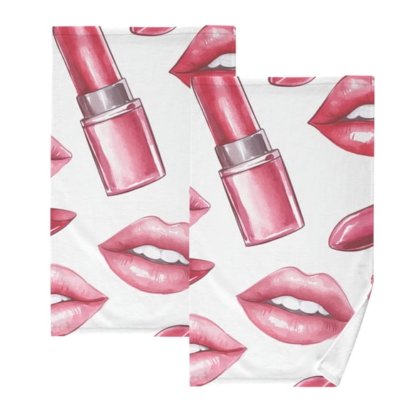 Lips Hand Towels Cotton Bath Towels Large Face Towels Absorbent for Bathroom 2 Packs