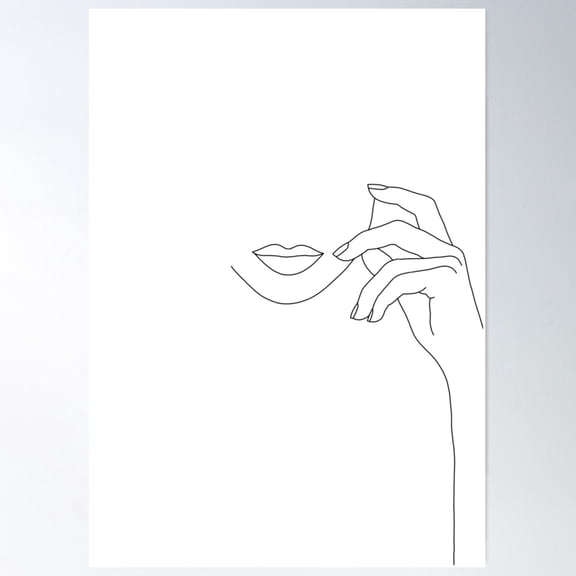 Lips Illustration - Greta Poster Wall Art, Modern Wall Decor For Living Room Bedroom, 12x18 UNFRAMED