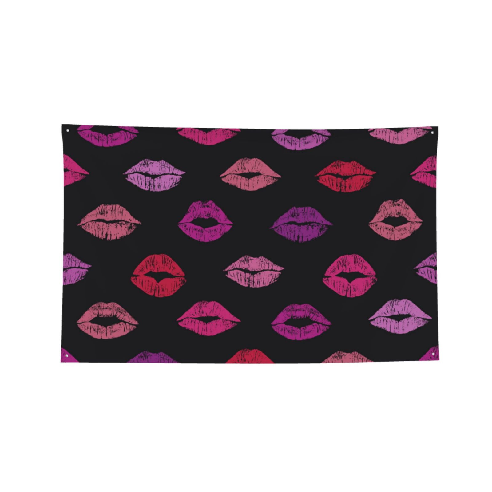 Lips Kiss Four Hole Decorated Banner Flag for Garden Yard Home Decoration Indoor Outdoor 4x6 Ft