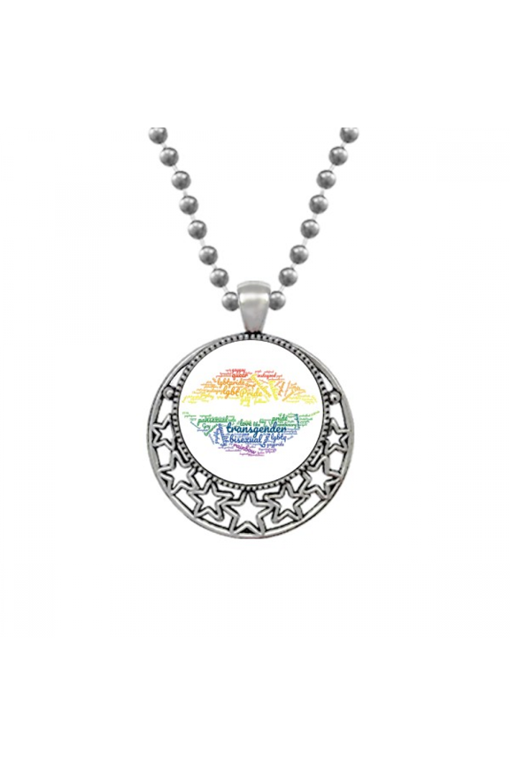 Lips Kiss Lgbt Rainbow Wordcloud Necklaces Pendant Retro Moon Stars Jewelry