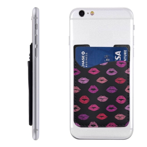 Lips Kiss Phone Card Holder Stick On ID Credit Card Wallet Cell Phone Case Pouch Sleeve Pocket for iPhone Android Smartphones