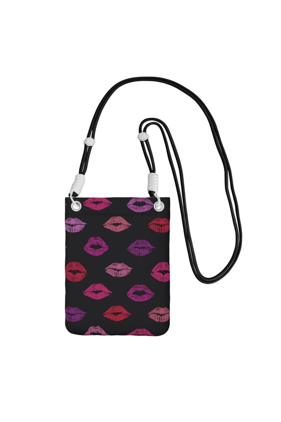 Lips Kiss Small Crossbody Phone Bag, Cell Phone Purse with Adjustable Removable Strap, Mini Travel Shoulder Pouch