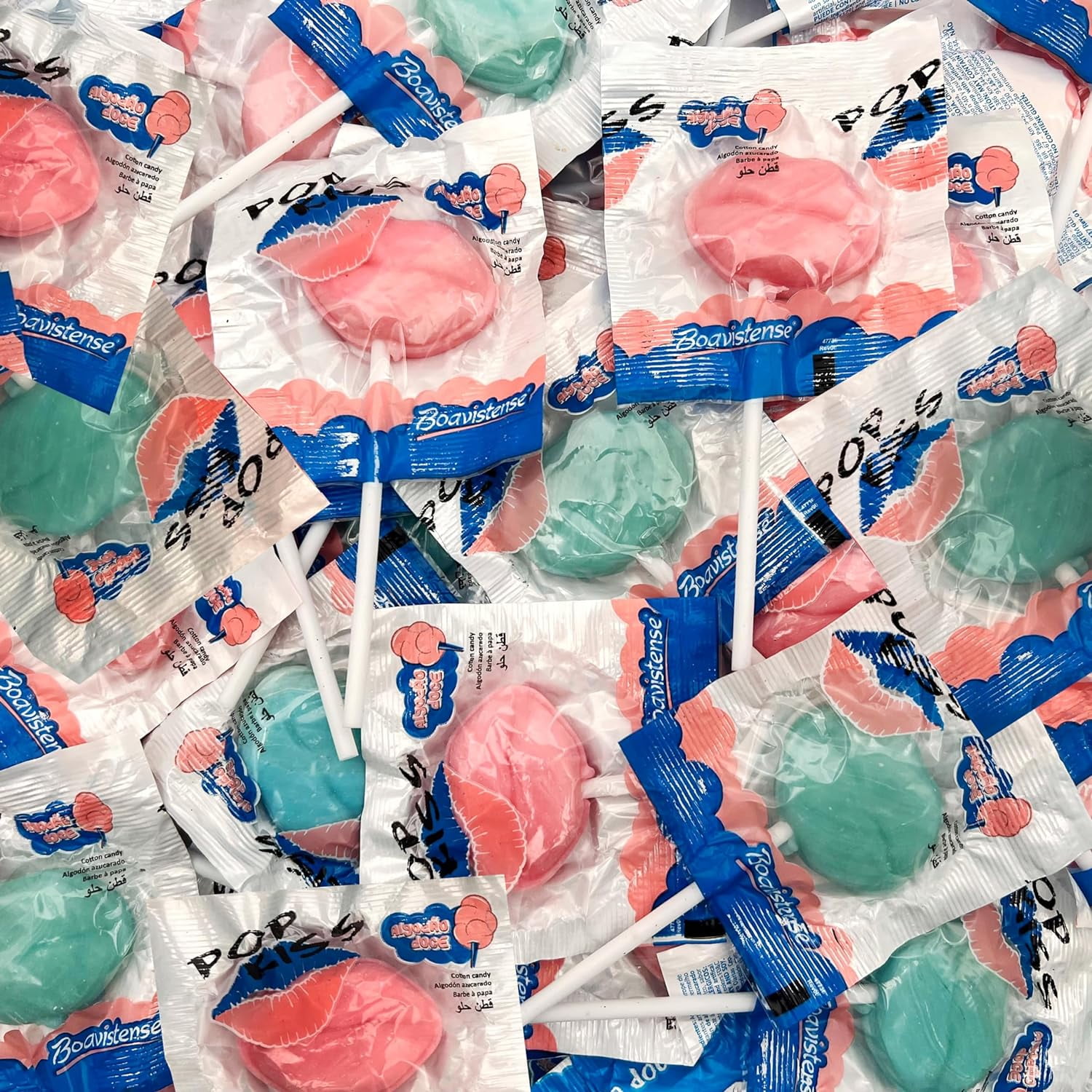 Lips Lollipops Cotton Candy Flavor, Blue and Pink Individually - Main Image