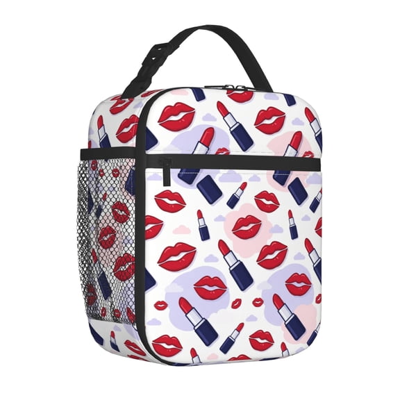 Lips Lunch Box Gothic Neon Aesthetic, Reusable Insulated for Hours, Tote for Sunday Gathering