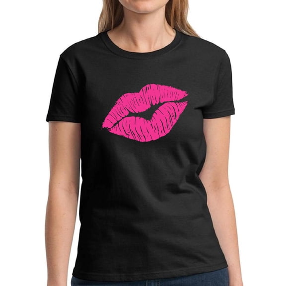 Lips Neon Pink Shirt for Women - S M L XL 2XL 3XL Retro Costume 90s Graphic Tee - T-Shirt 80s Party Tee Gift