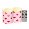 thumbnail image 1 of Lips Pattern Flameless Candles 2 PCS with Remote Realistic Moving Flame LED Tapered Pillar Set for Home Decor, 1 of 7