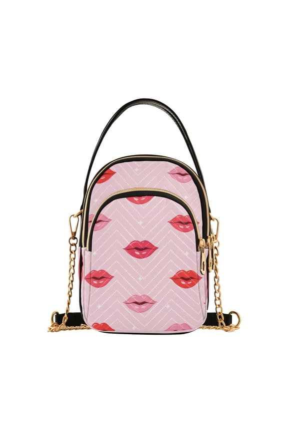 Lips Pattern Women's Crossbody Handbags Leather Crossbody Bags Fanny Pack Chest Bag for Travel