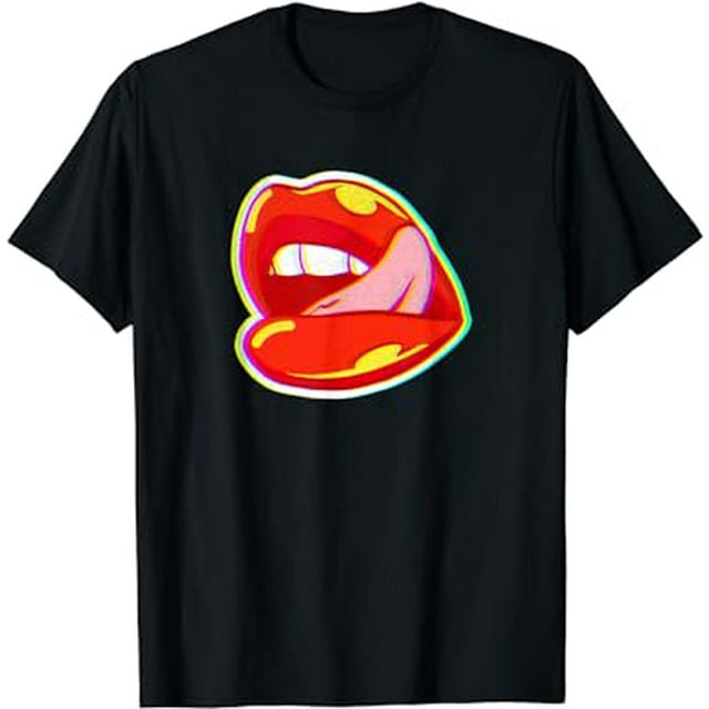 Lips Retro Sexy Lips Love Vintage Glitch Pop Art Distressed T-Shirt ...