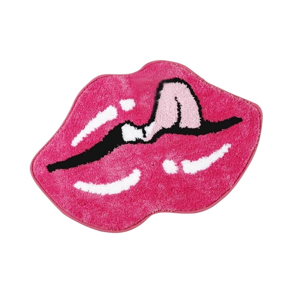 Lips Shaped Bathroom Rug Home Decor, Cute Red Bath Mat Non Slip, Absorbent, Plush Shower Rugs for Home, Bathtub