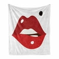 thumbnail image 1 of Lips Soft Flannel Fleece Throw Blanket, Minimalistic Design of Lipstick with Upper Lip Mole Illustration, Cozy Plush for Indoor and Outdoor Use, 60" x 80", Scarlet Ruby, by Ambesonne, 1 of 6