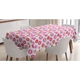 thumbnail image 1 of Lips Tablecloth, Pink and Warm Color Romantic Kisses Smack Print Repeating Pattern on White Background, Rectangle Satin Table Cover for Dining Room and Kitchen, 60" X 90", Multicolor, by Ambesonne, 1 of 2