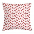 thumbnail image 1 of Lips Throw Pillow Cushion Cover, Attractive Kisses Imprint Inspired Repeating Pattern on Plain Background Romance, Decorative Square Accent Pillow Case, 24" X 24", Scarlet White, by Ambesonne, 1 of 2