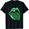 thumbnail image 1 of Lips Tongue Green Leopard St Patrick'S Day For Women T-Shirt White 4X-Large, 1 of 5