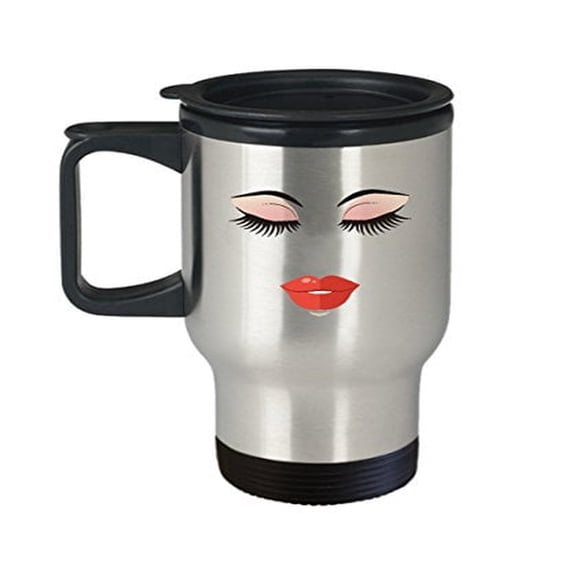 Lips Travel Cup - Gifts for Makeup Artist - 14 oz Stainless Steel Coffee Mug