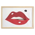 thumbnail image 1 of Lips Wall Art with Frame, Minimalistic Design of Lipstick with Upper Lip Mole Illustration, Printed Fabric Poster for Bathroom Living Room Dorms, 35" x 23", Scarlet Ruby, by Ambesonne, 1 of 2