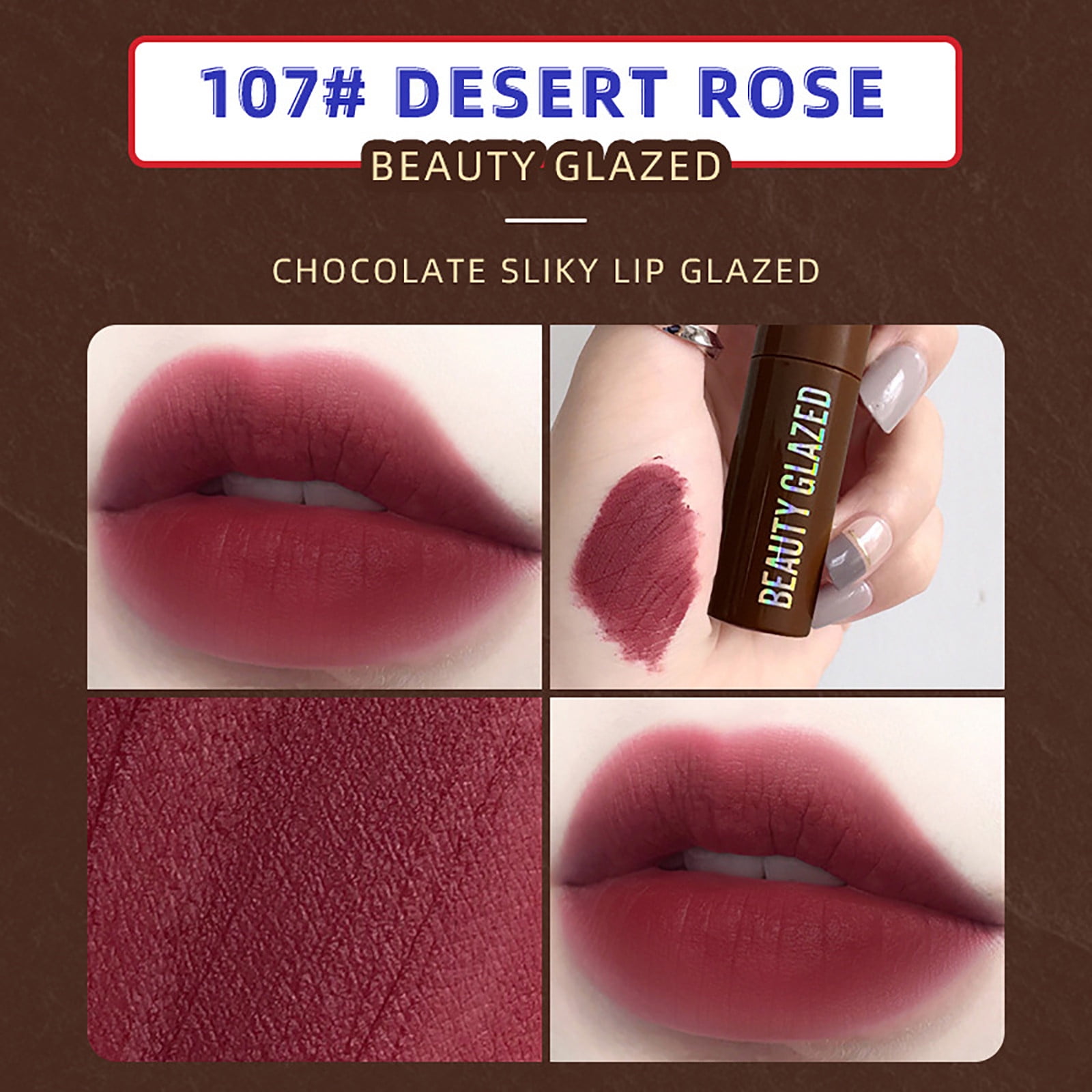 Lipstick 12 Color Lip Gloss Chocolate Matte Glaze NonFading Lipstick