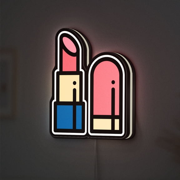 Lipstick 3D Novelty Light Box, Artistic Beauty Wall Art, Feminine Touch Decor for Creative Spaces (Width 8 inch, 20cm)