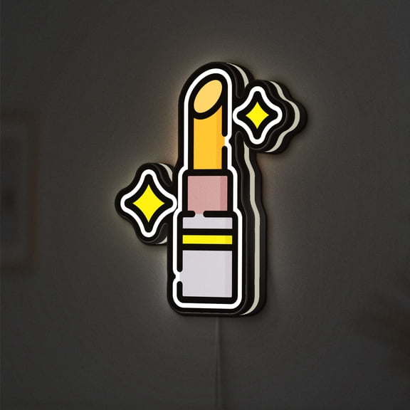Lipstick 3D Novelty Light Box, Glam Makeup and Beauty Wall Art, Stylish Decor for Vanity Rooms (Width 12 inch, 30cm)