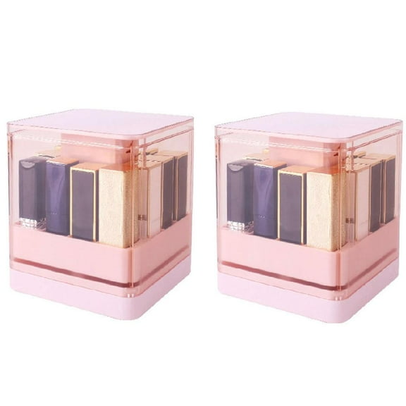 Lipstick 8 Spaces Lipgloss Organizer, Press-Type Automatic Lift Lipstick Dust Box & Storage Makeup Cosme Free,
