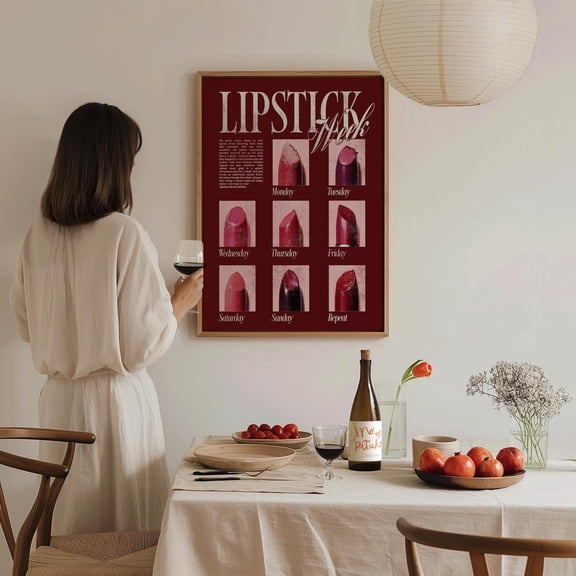 Lipstick Diaries Prints, Retro Makeup Wall Art, Chic Preppy Decor, Apartment Gift for Her, Girly Wall Art, Makeup Inspiration, Poster Only