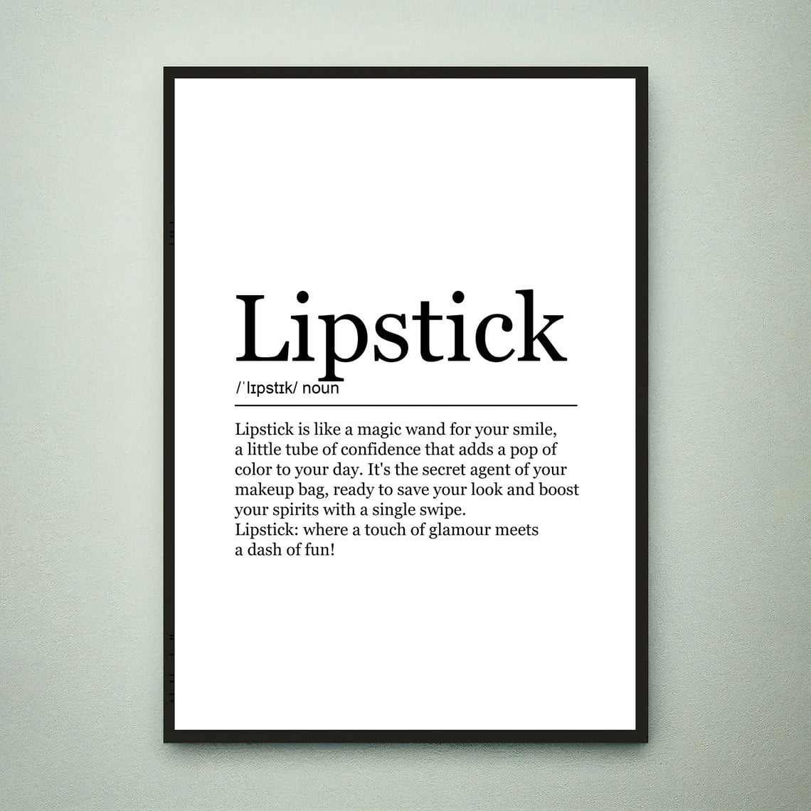 Lipstick Fun Definition Meaning Minimalist Poster, Inspirational Office ...