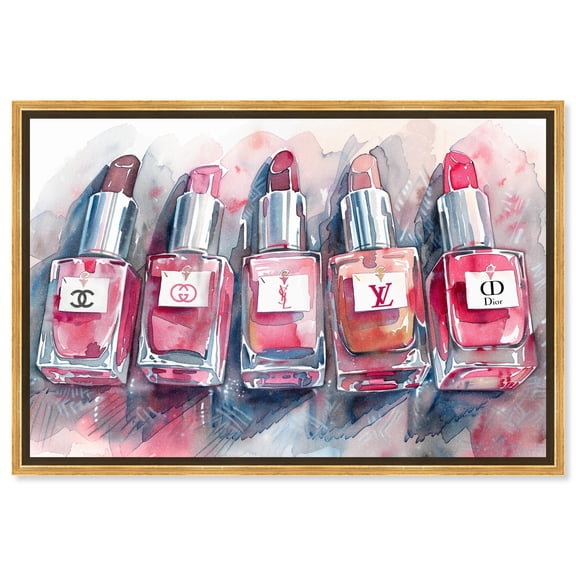 Lipstick Glam Collection Canvas Fashion Glam Art by Art Remedy, Gold Frame, 54" x 36"