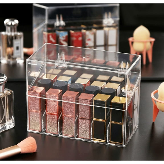 Lipstick Holder 18 Spaces Lipgloss Organizer, 3 Rows - Multi Level, Makeup Holder & Cosmetics Storage Display