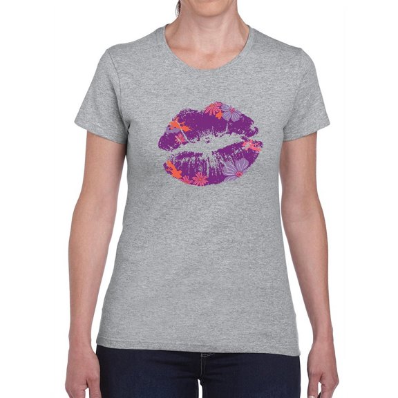 Lipstick Kiss Women Shaped T-Shirt, Female Large